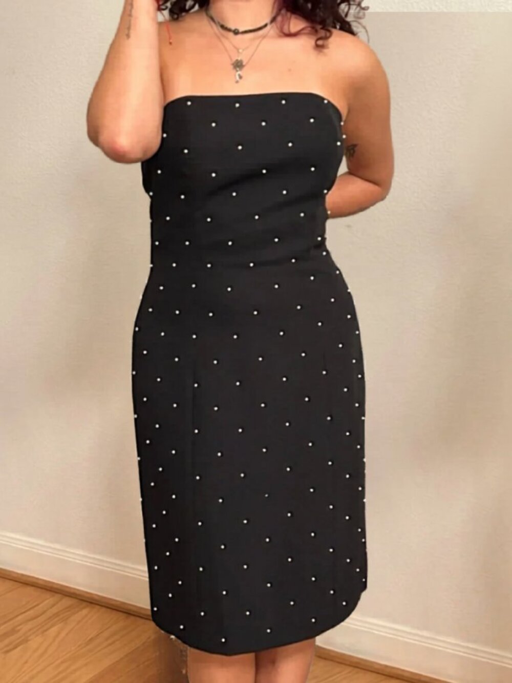 Vintage Liz Claiborne Black Strapless Beaded Dress Size 10